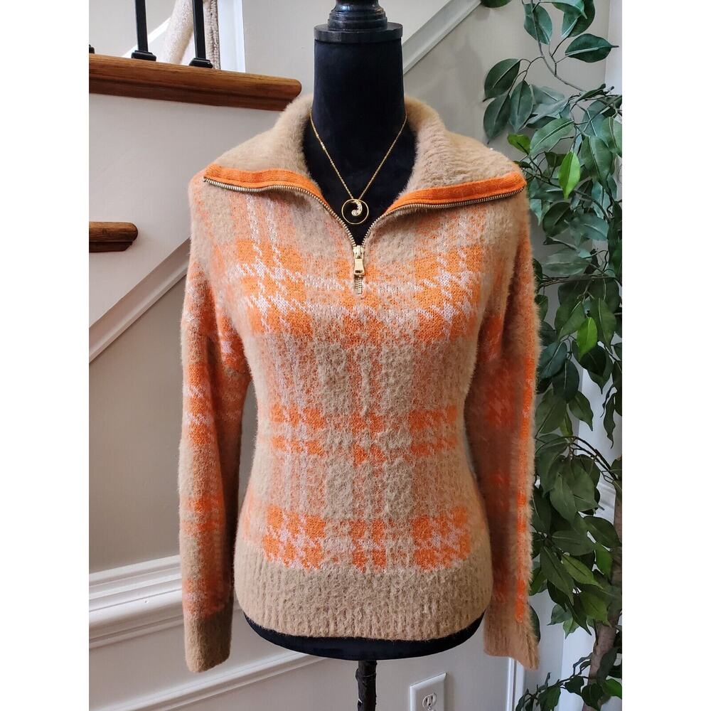 Broadway Women's Beige Acrylic Collared Long Sleeve Pullover Sweater Size Large